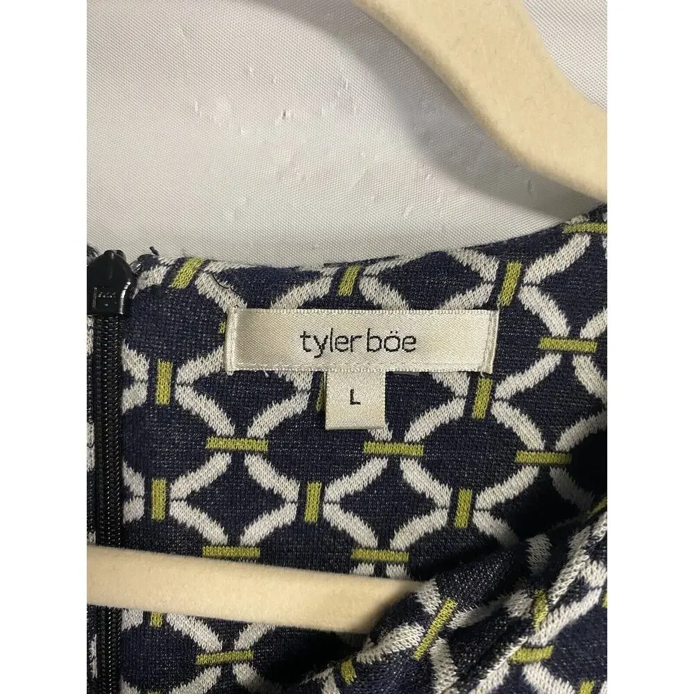Tyler Boe‎ Women’s Kristen Shift Dress Geometric Stretch Blue White Size Large